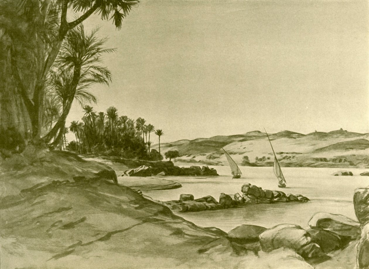 Feluccas ved Nilen, Egypten, 1898. af Christian Wilhelm Allers
