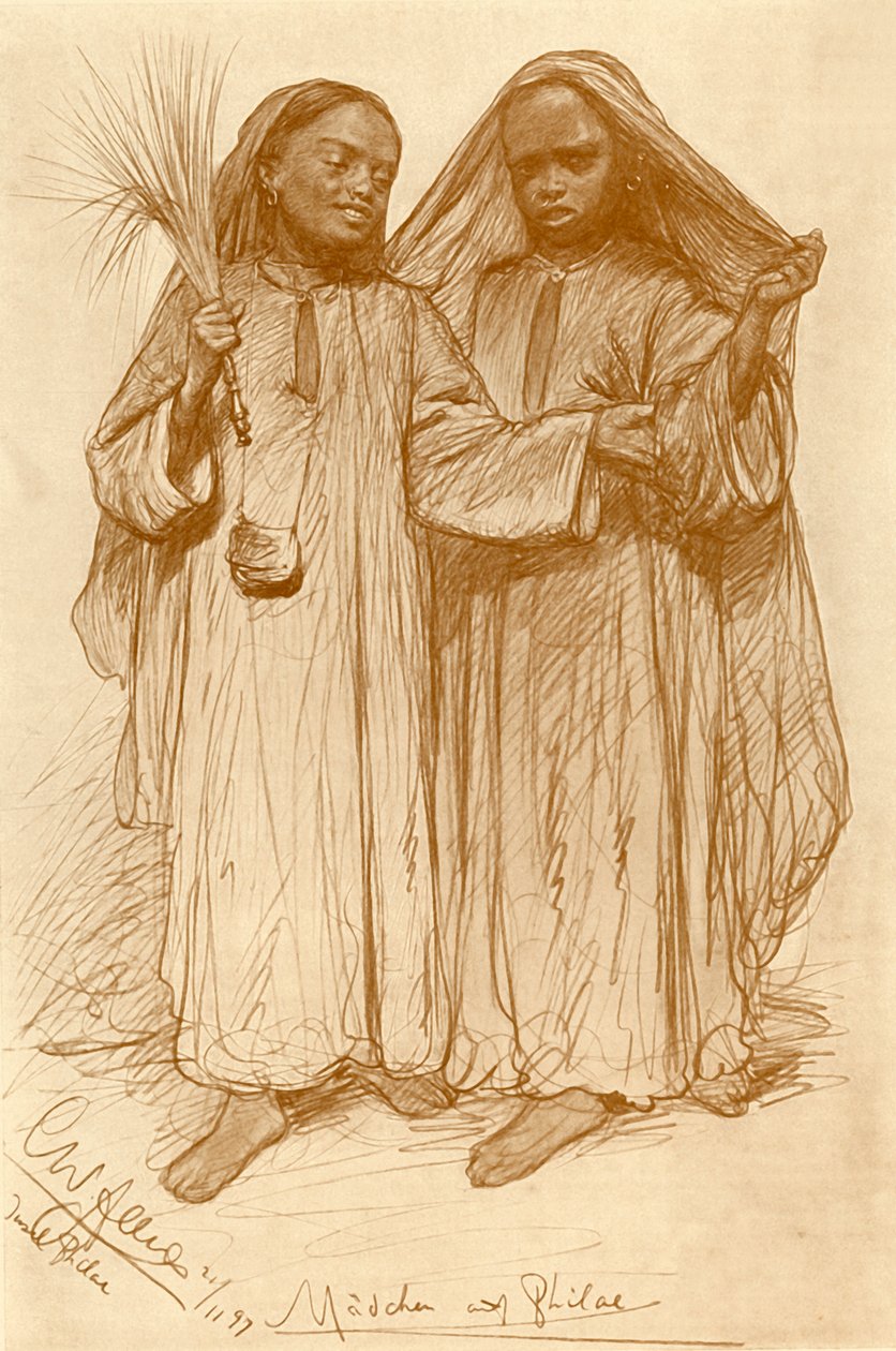 Piger i Philae, Egypten, 1898. af Christian Wilhelm Allers