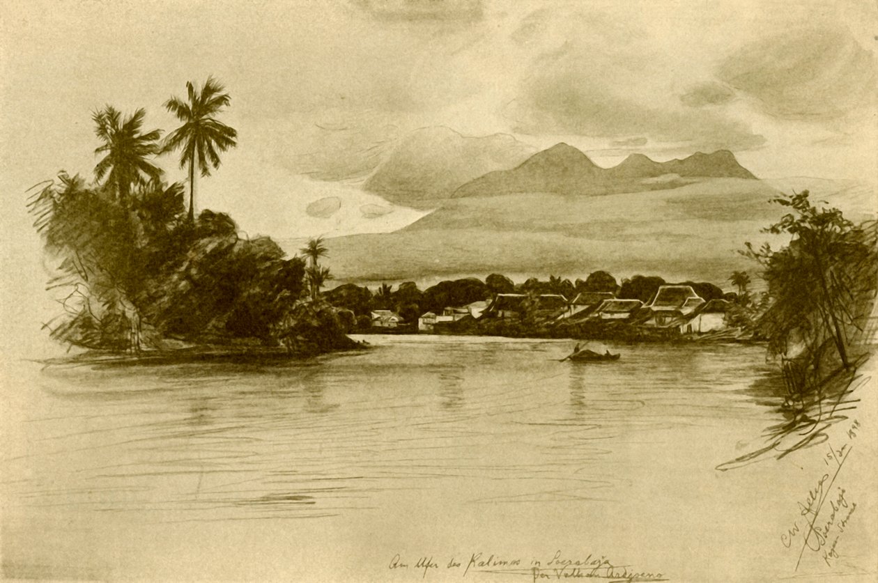 Kali Mas-floden, Surubaya, Java, 1898. af Christian Wilhelm Allers