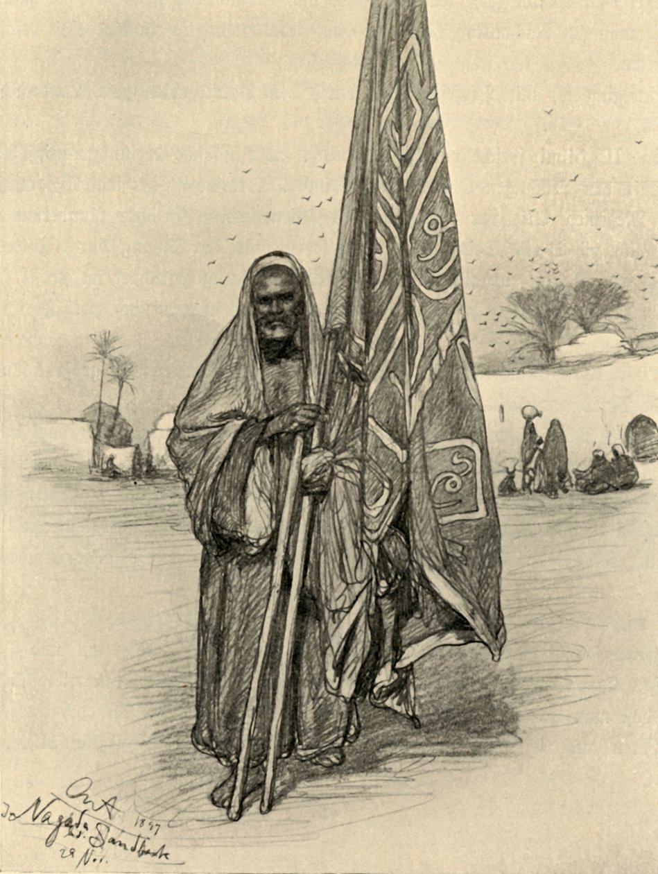 Mand med flag, Nagada, Egypten, 1898. af Christian Wilhelm Allers