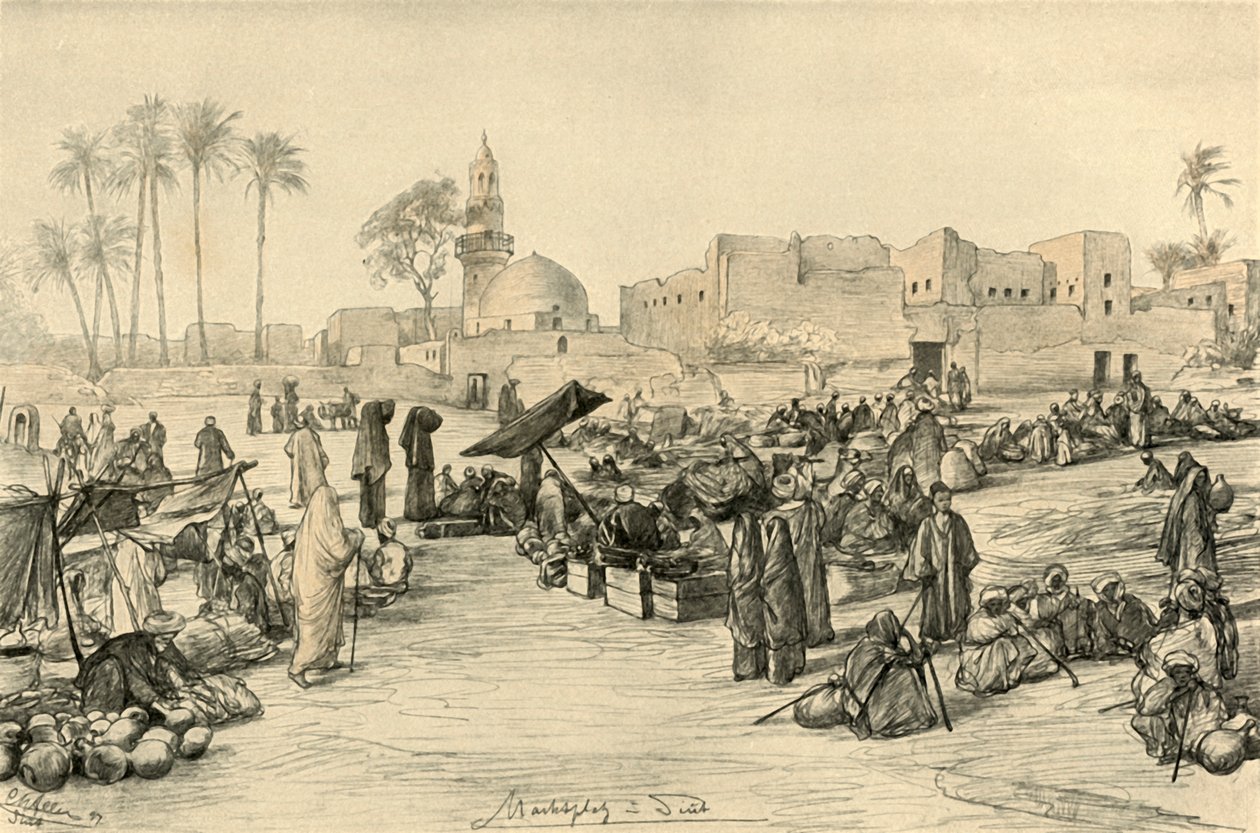 Markedsplads, Asyut, Egypten, 1898. af Christian Wilhelm Allers