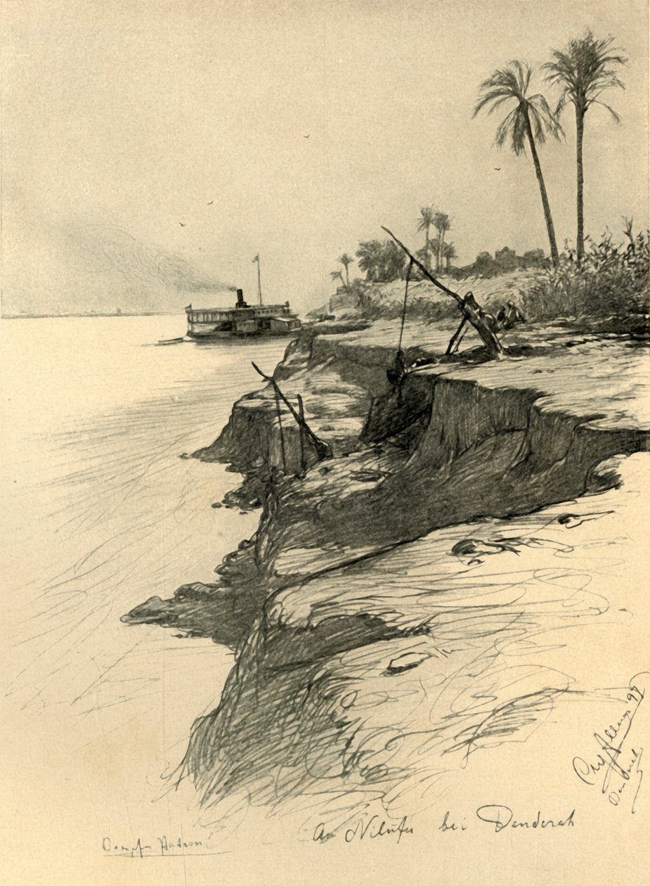 På bredden af Nilen ved Dendera, Egypten, 1898. af Christian Wilhelm Allers