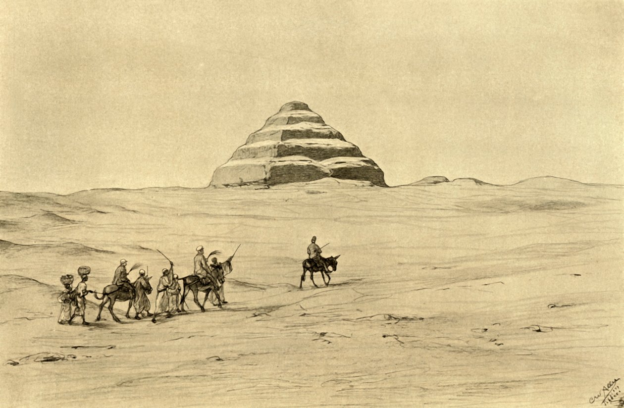 Djosers pyramide ved Saqqara, nær Kairo, Egypten, 1898. af Christian Wilhelm Allers