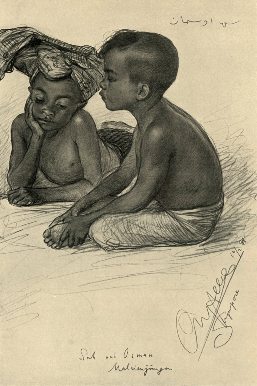 Sah og Osman, malaysiske drenge, Singapore, 1898. af Christian Wilhelm Allers