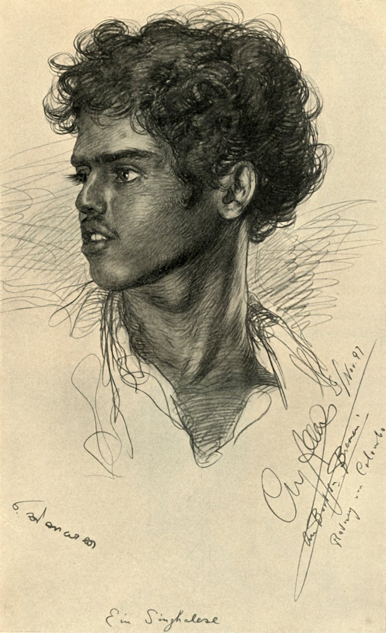 Singalesisk mand, Colombo, Ceylon, 1898. af Christian Wilhelm Allers