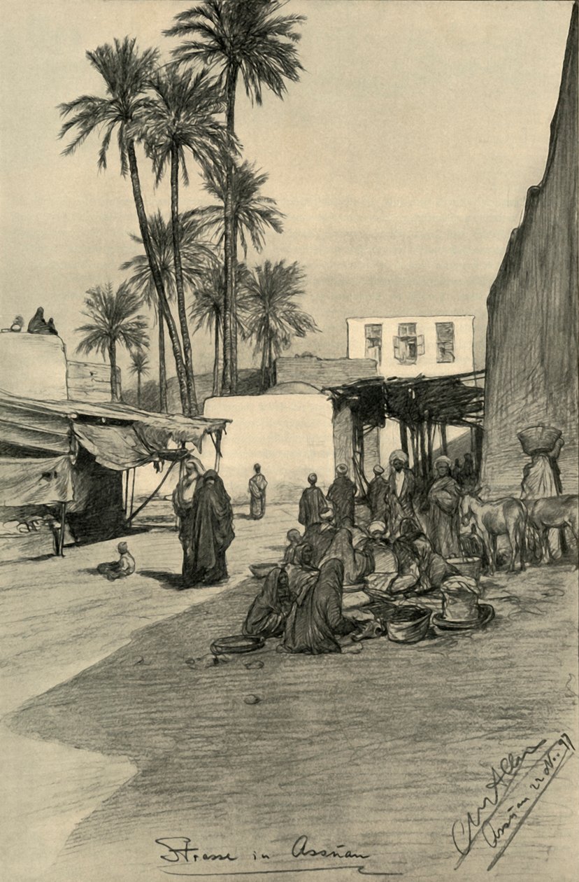 Gade i Aswan, Egypten, 1898. af Christian Wilhelm Allers