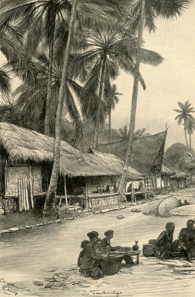 Gadescene i Tasikmalaya, Java, 1898. af Christian Wilhelm Allers