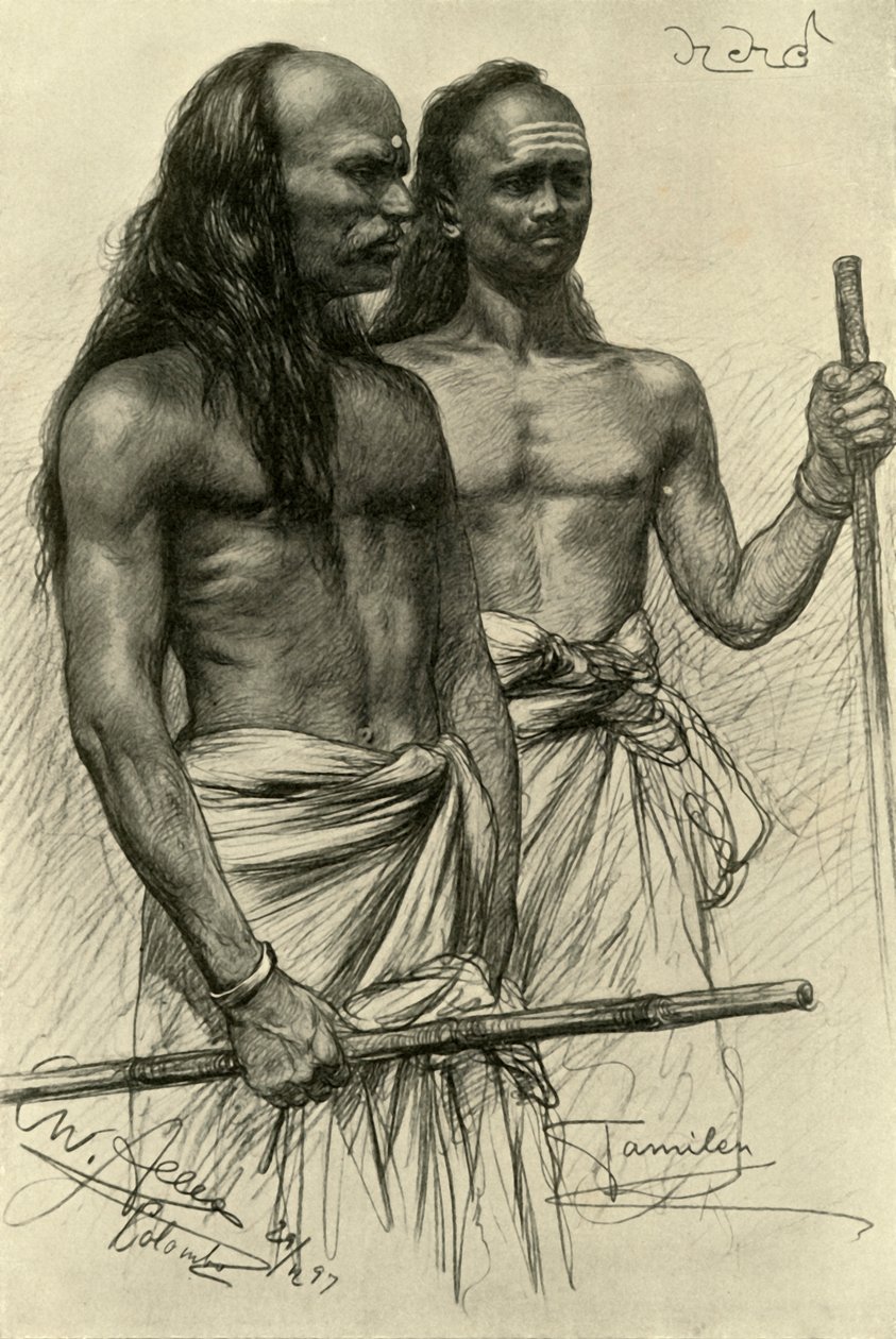 Tamilske mænd, Colombo, Ceylon, 1898. af Christian Wilhelm Allers