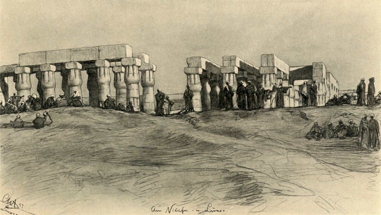 Tempelruiner, Luxor, Egypten, 1898. af Christian Wilhelm Allers