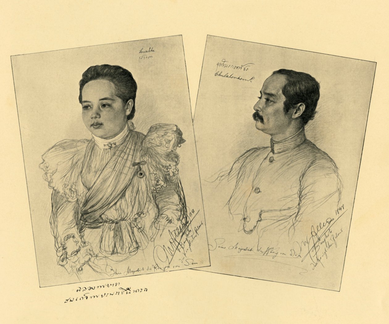 Kongen og Dronningen af Siam, 1898. af Christian Wilhelm Allers