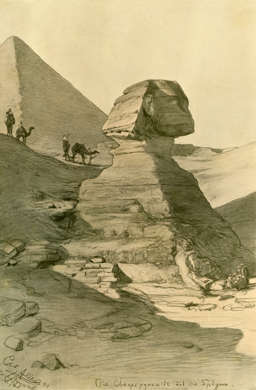 Pyramiden af Khufu og Sfinxen, 1898. af Christian Wilhelm Allers