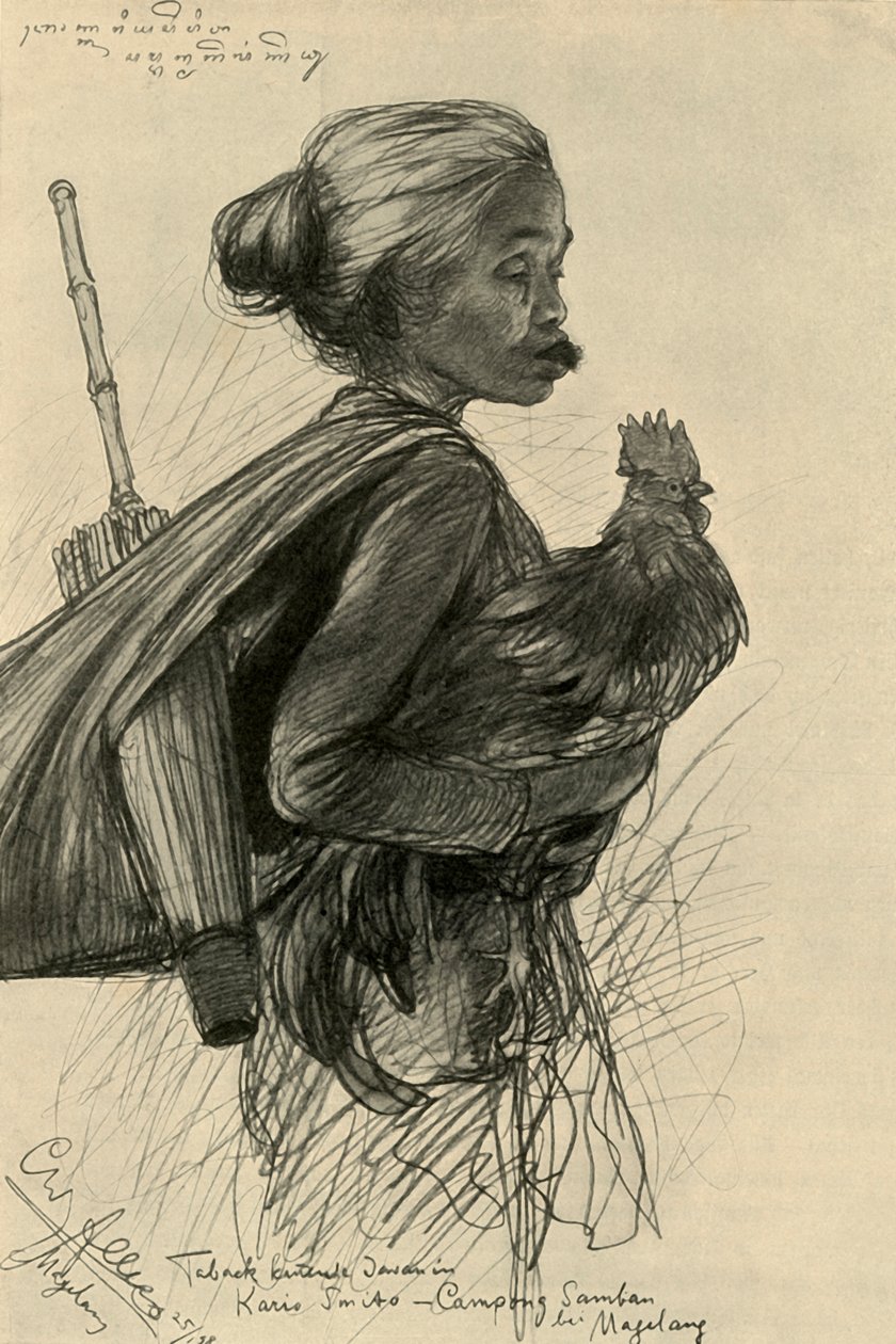 Kvinde, der tygger tobak, Magelang, Java, 1898. af Christian Wilhelm Allers