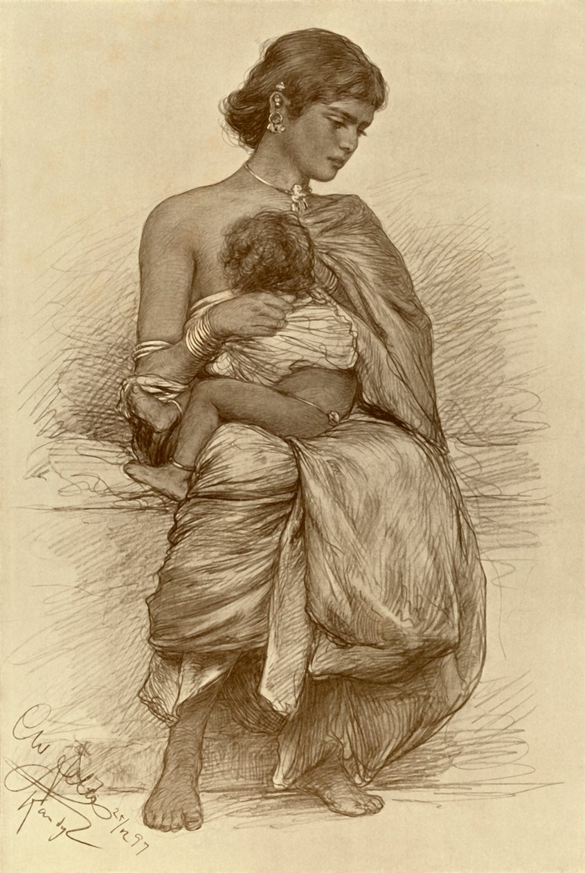 Ung mor, Kandy, Ceylon, 1898. af Christian Wilhelm Allers