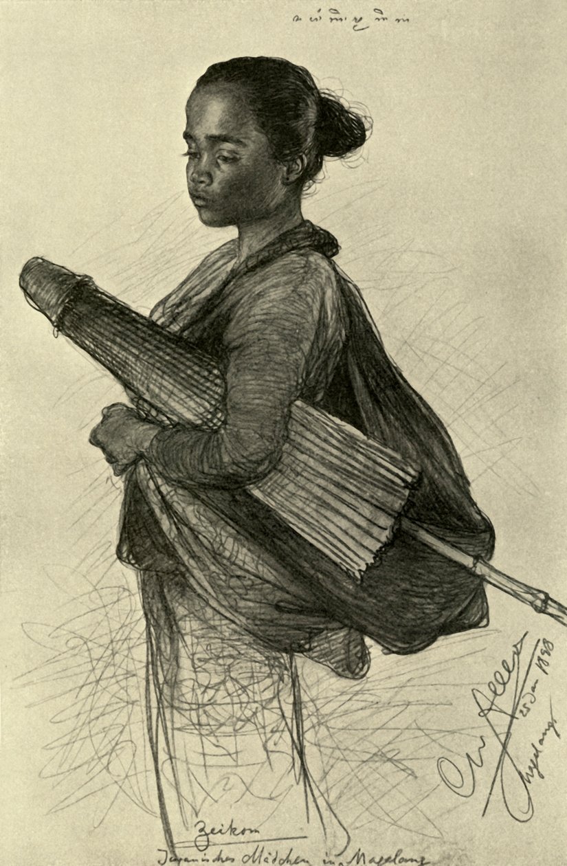 Ung kvinde med parasol, Magalang, Java, 1898. af Christian Wilhelm Allers