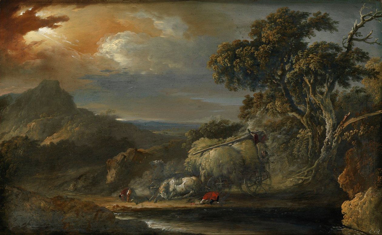 Stormfuldt landskab af Christian Wilhelm Ernst Dietrich