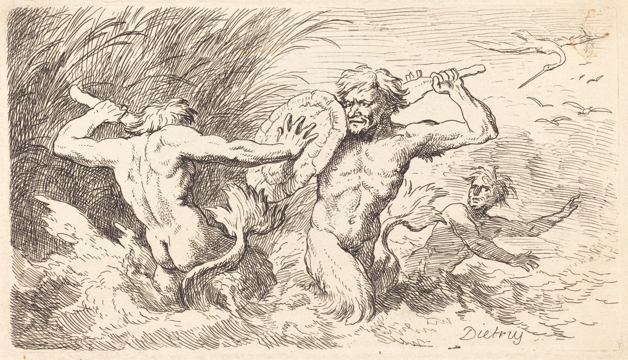 Kæmper mod Tritons af Christian Wilhelm Ernst Dietrich