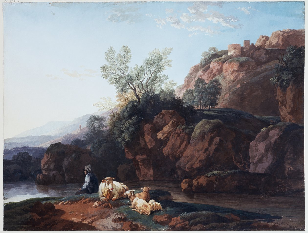 Klippefyldt område ved en flod af Christian Wilhelm Ernst Dietrich