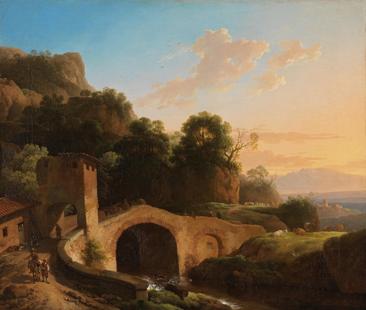 Italiensk landskab med buebro af Christian Wilhelm Ernst Dietrich