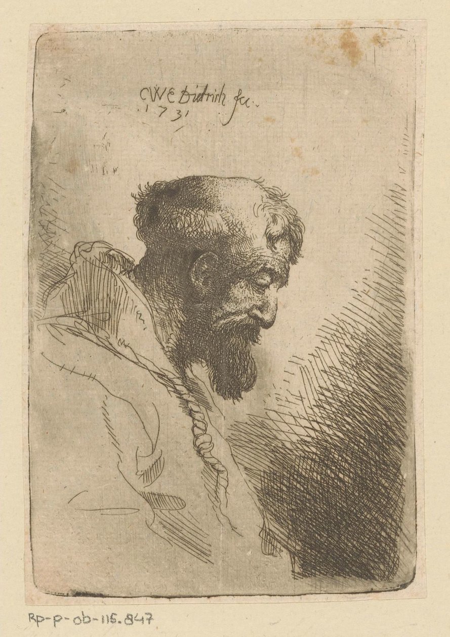 Franciskaner kigger ned af Christian Wilhelm Ernst Dietrich