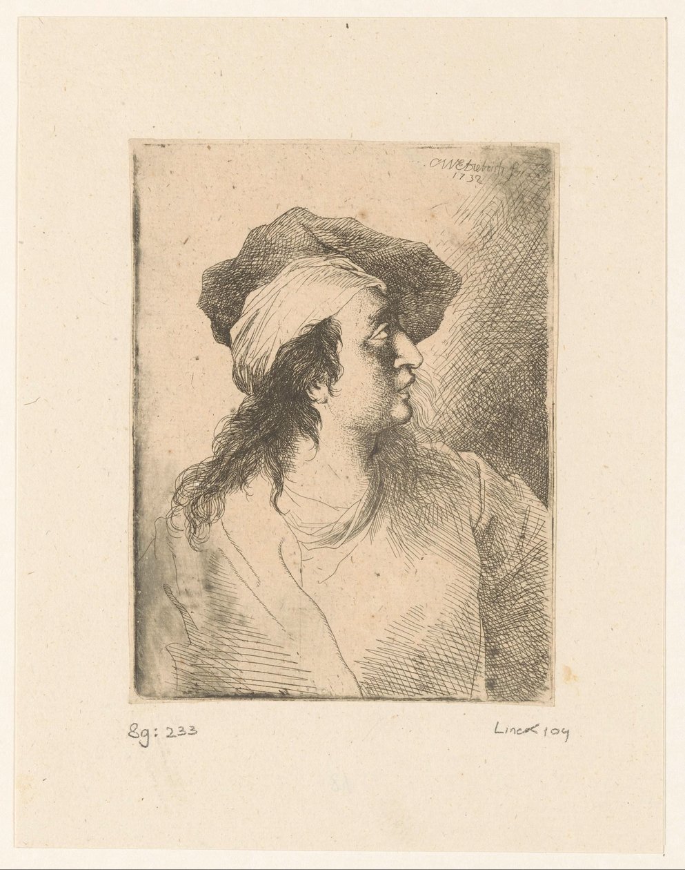 Opadvendt figur med baret af Christian Wilhelm Ernst Dietrich