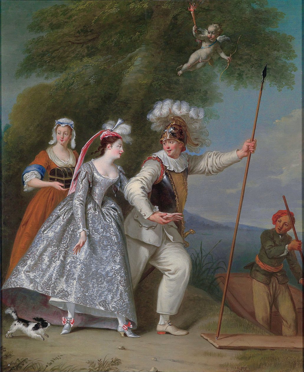 Portræt af en elegant herre som Pierrot i en Commedia dell
