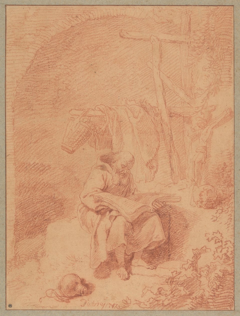 Der heilige Franziskus beim Lesen af Christian Wilhelm Ernst Dietrich