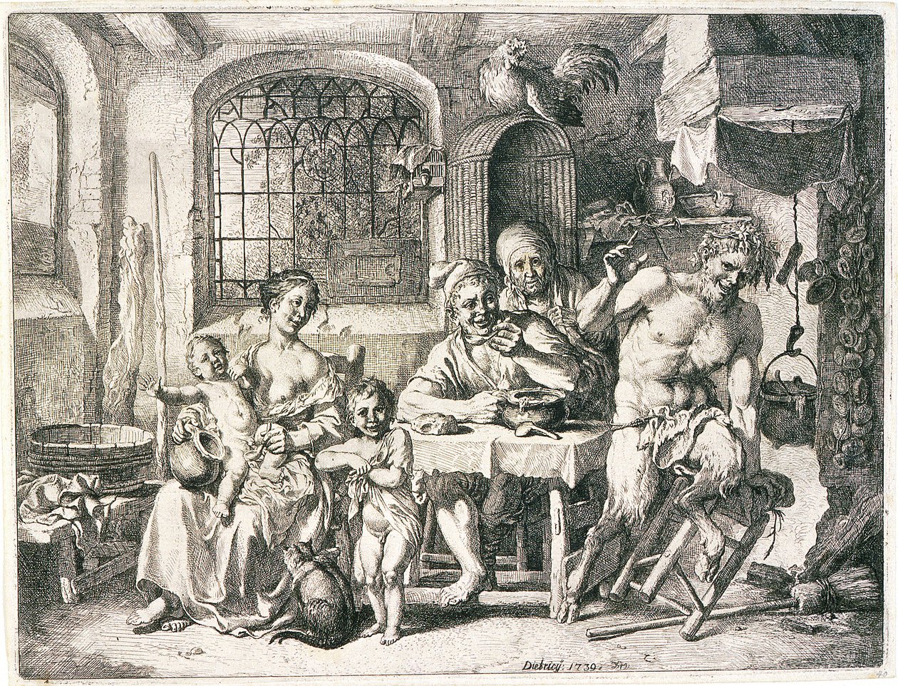 Satyr og bønder af Christian Wilhelm Ernst Dietrich