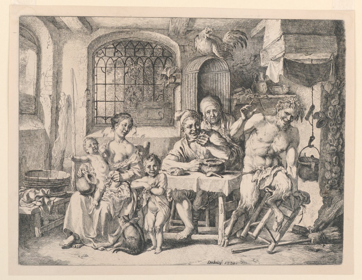Satyr i Bondehuset af Christian Wilhelm Ernst Dietrich
