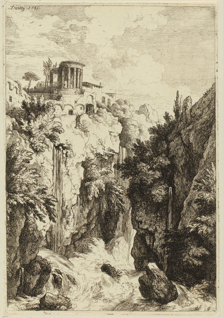 Sibyllens tempel ved Tivoli af Christian Wilhelm Ernst Dietrich
