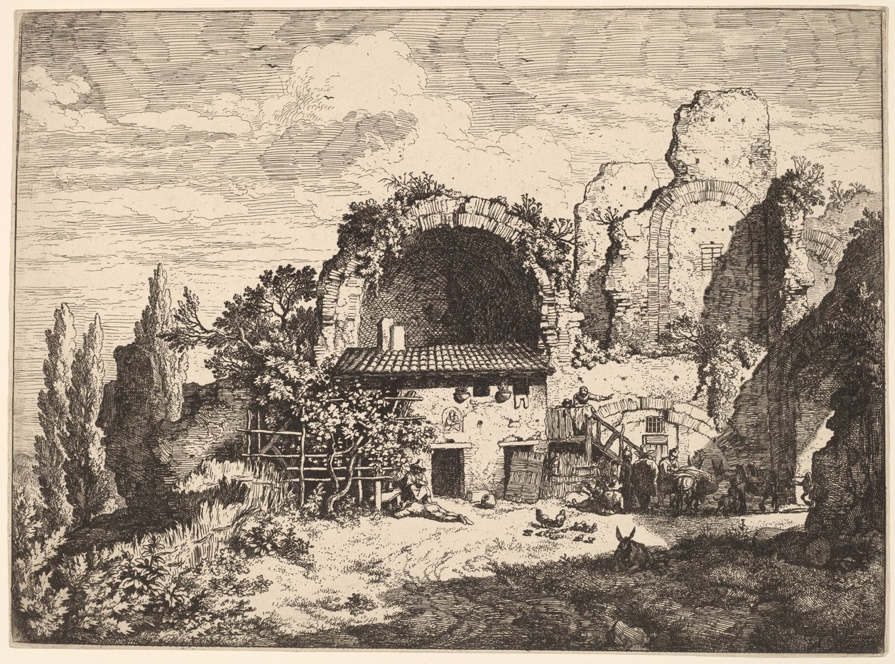Muleterernes Kro af Christian Wilhelm Ernst Dietrich, after Pieter van Laer