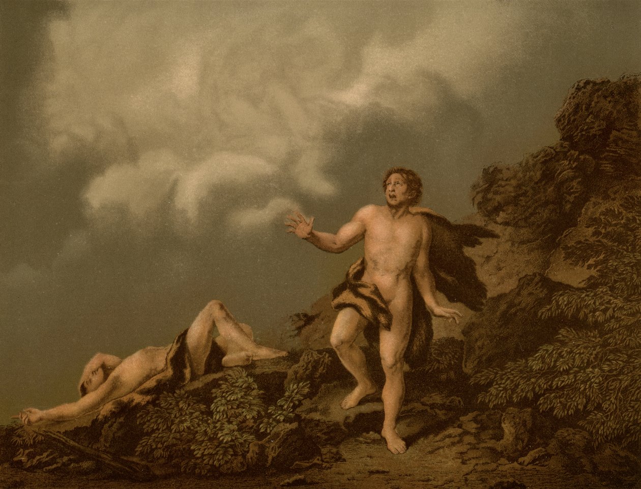 Cains brodermord af Christian Wilhelm Ernst after Dietrich