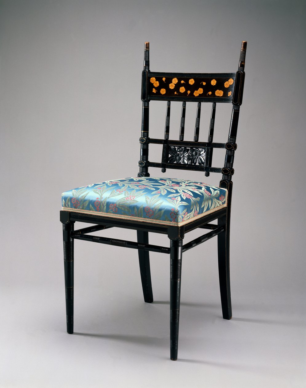 Sidestol, Herter Brothers Company, ca. 1876-79 (kirsebær, forgyldt og polstring) af Christian and Gustave 1830 98 Herter