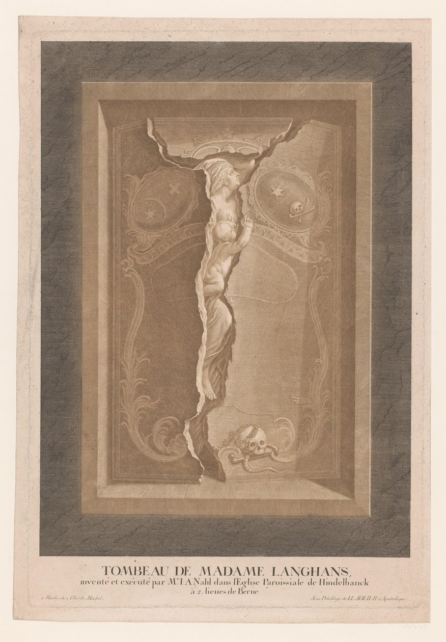 Grave af Maria Magdalena Langhans i Hindelbank -kirken Tombeau de Madame Langhans (...) (titel på objekt) af Christian von Mechel
