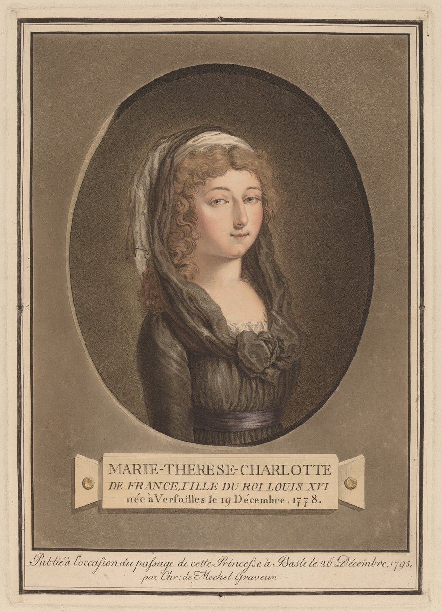 Marie-Thérèse-Charlotte, hertuginde af Angoulême af Christian von Mechel after Antoine François Sergent