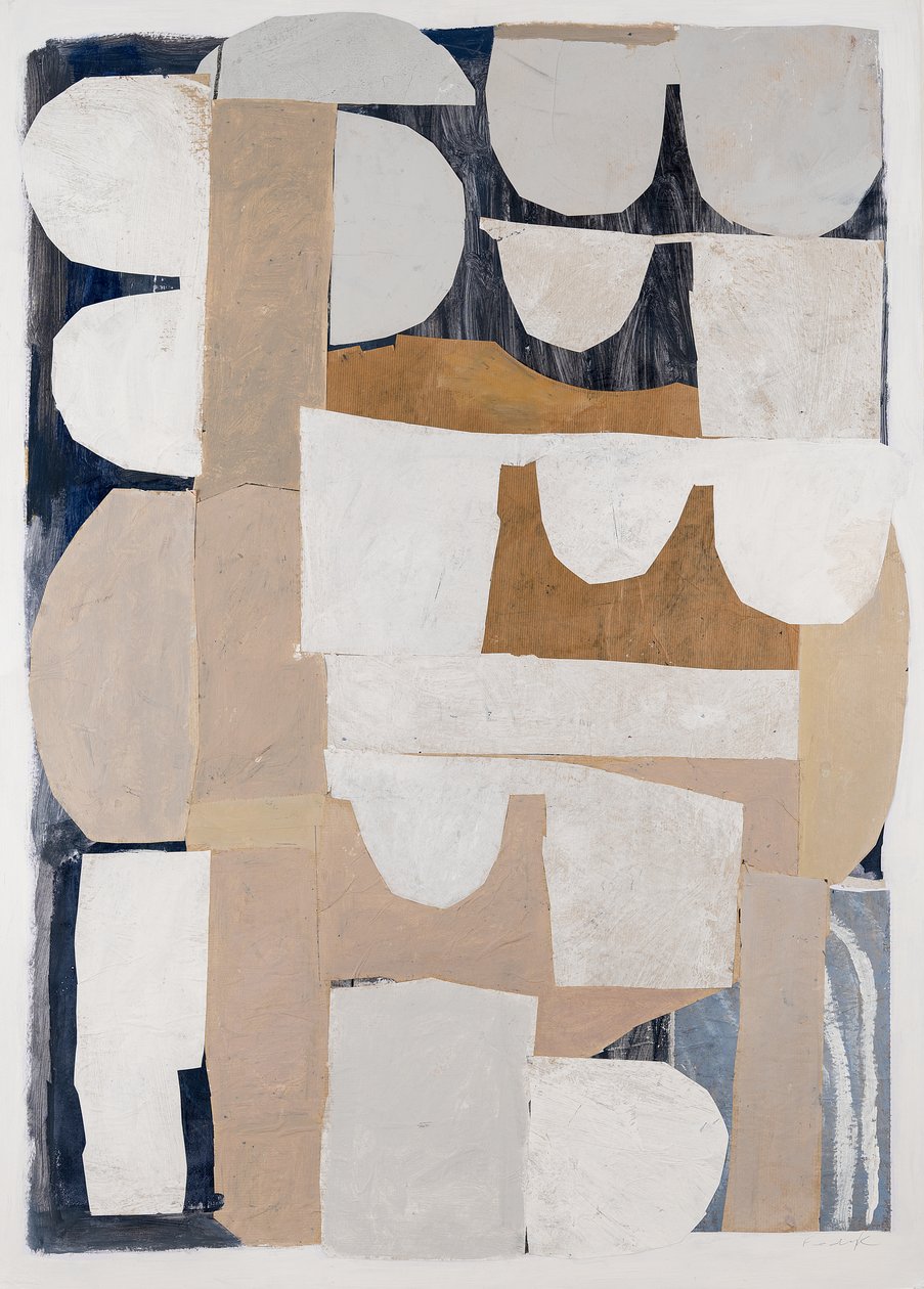 Restaurering 1, 2023 (collage, akryl, husmaling, blandede medier på kort) af Christina Fedyk
