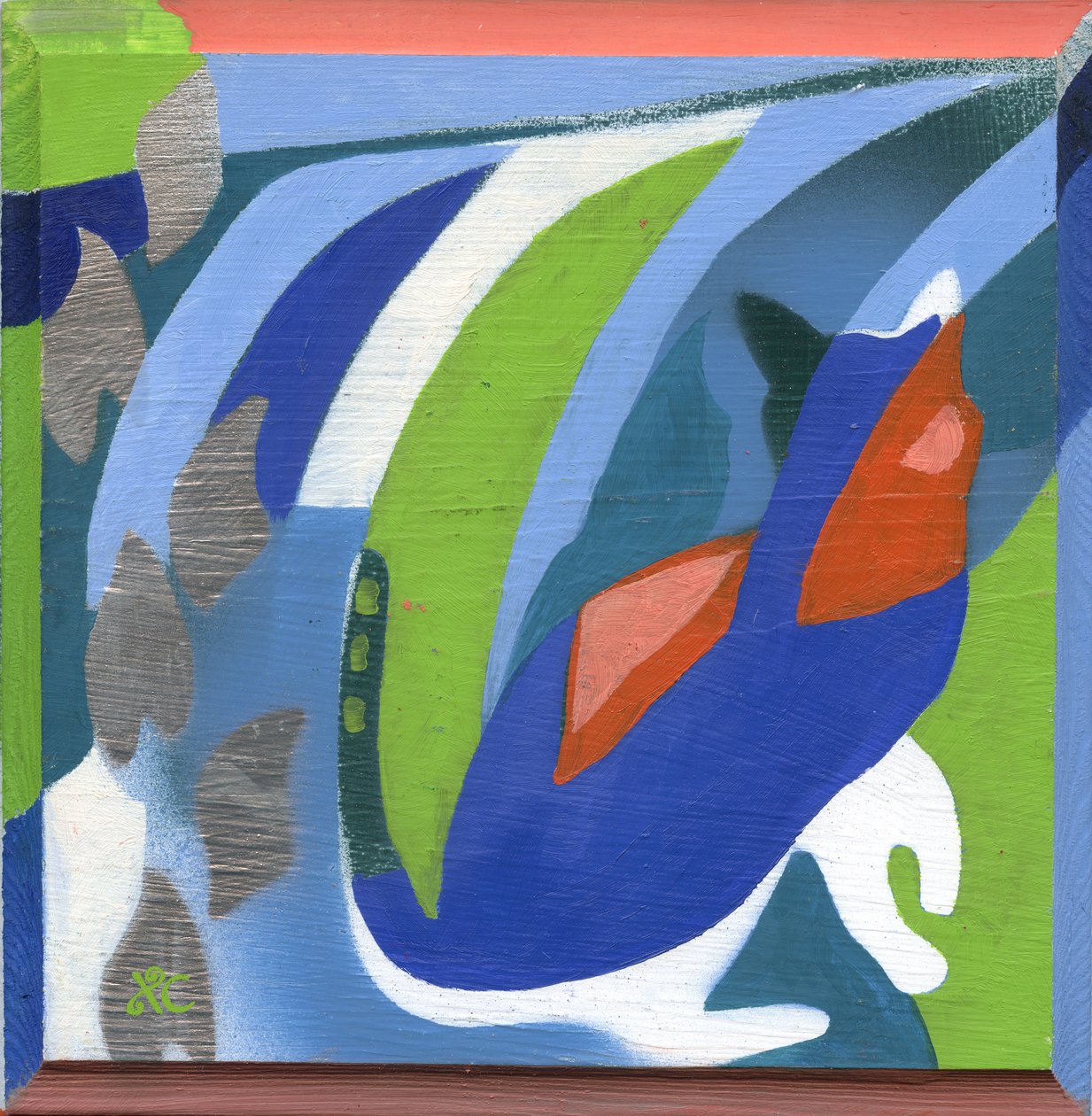 Cat, ca. 2008 (akryl på træpanel) af Christina Saj