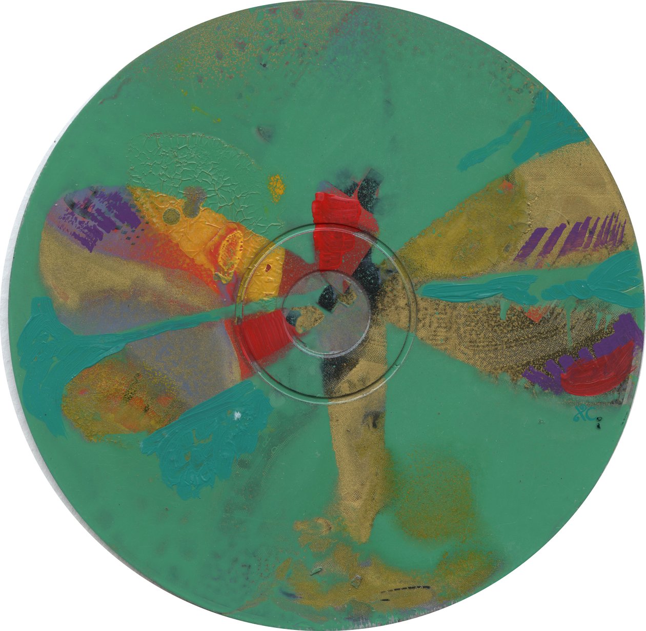 Dragonfly,ca.2023 (akryl på CD) af Christina Saj