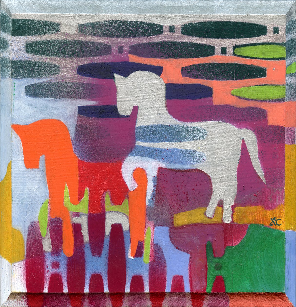 Horses, ca. 2008 (akryl på træpanel) af Christina Saj