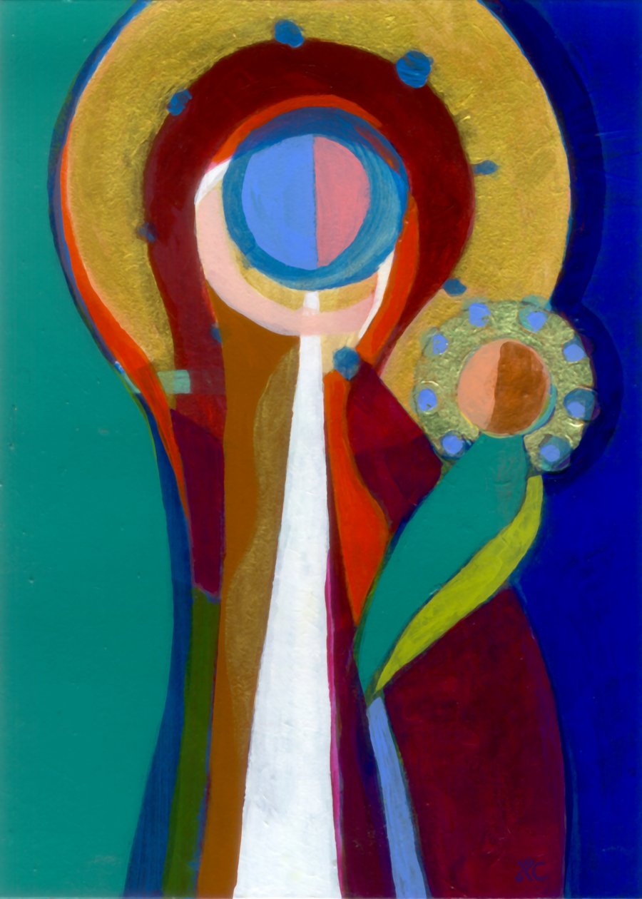 Madonna og barn, ca. 2007 (akryl på panel) af Christina Saj