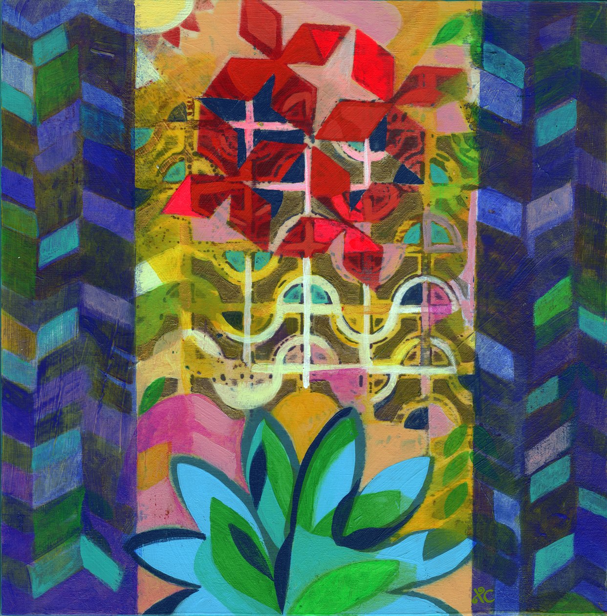 Meditation 14, ca. 2017 (akryl på panel) af Christina Saj