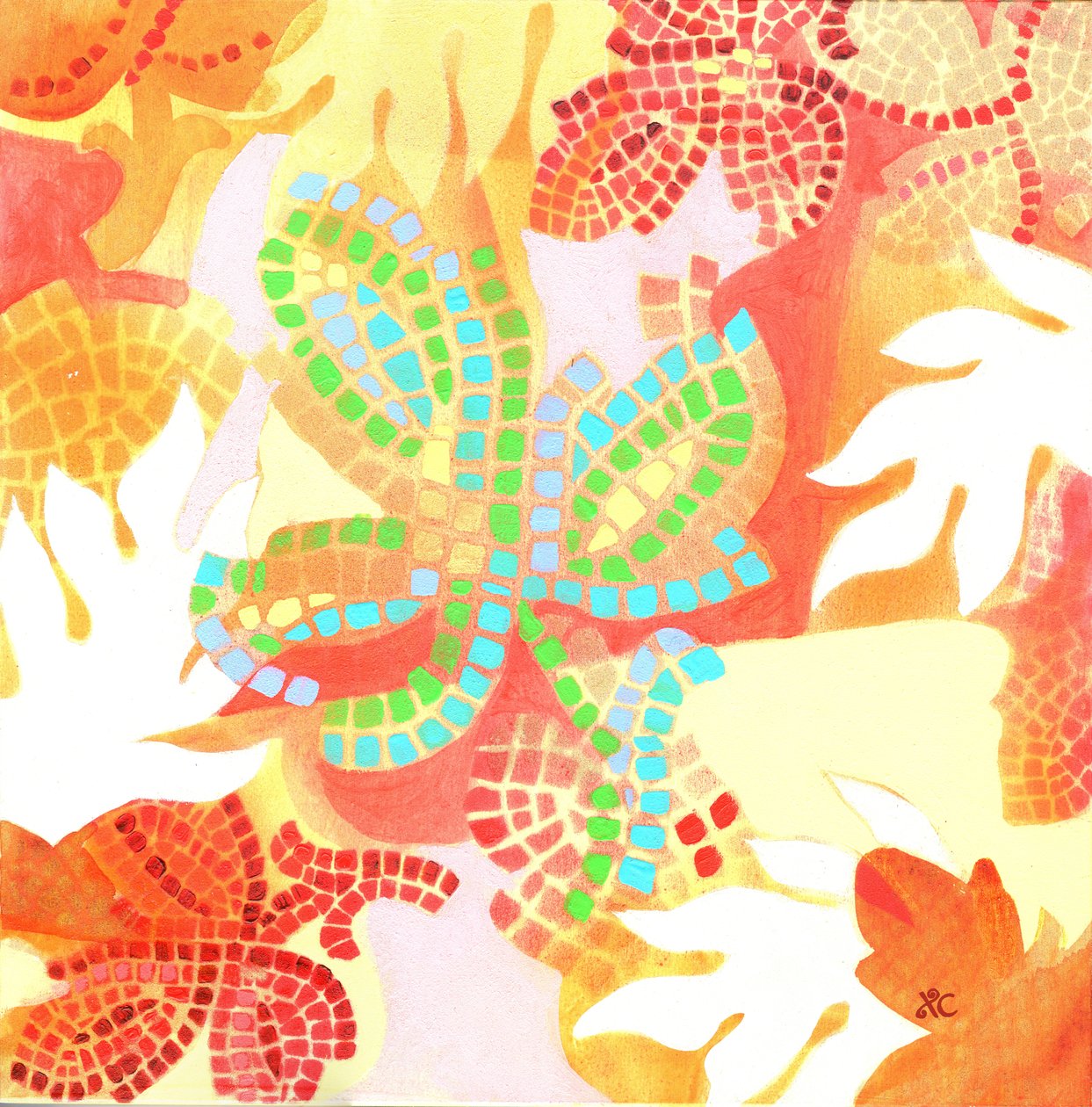Meditation 24, ca. 2017 (akryl på panel) af Christina Saj