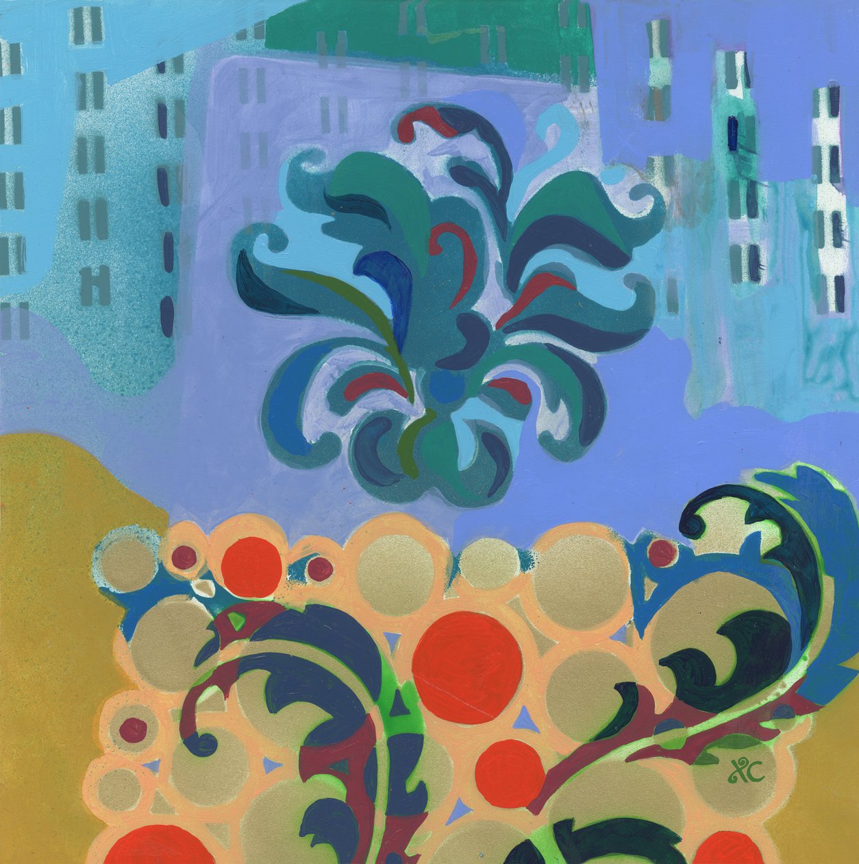 Meditation 34, ca. 2017 (akryl på panel) af Christina Saj