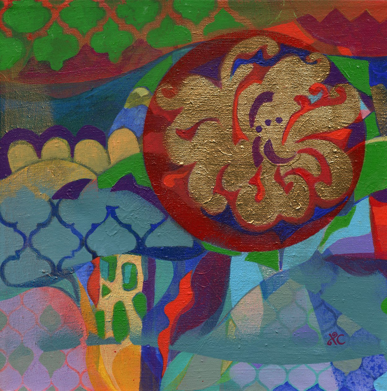 Meditation 35, ca. 2017 (akryl på panel) af Christina Saj