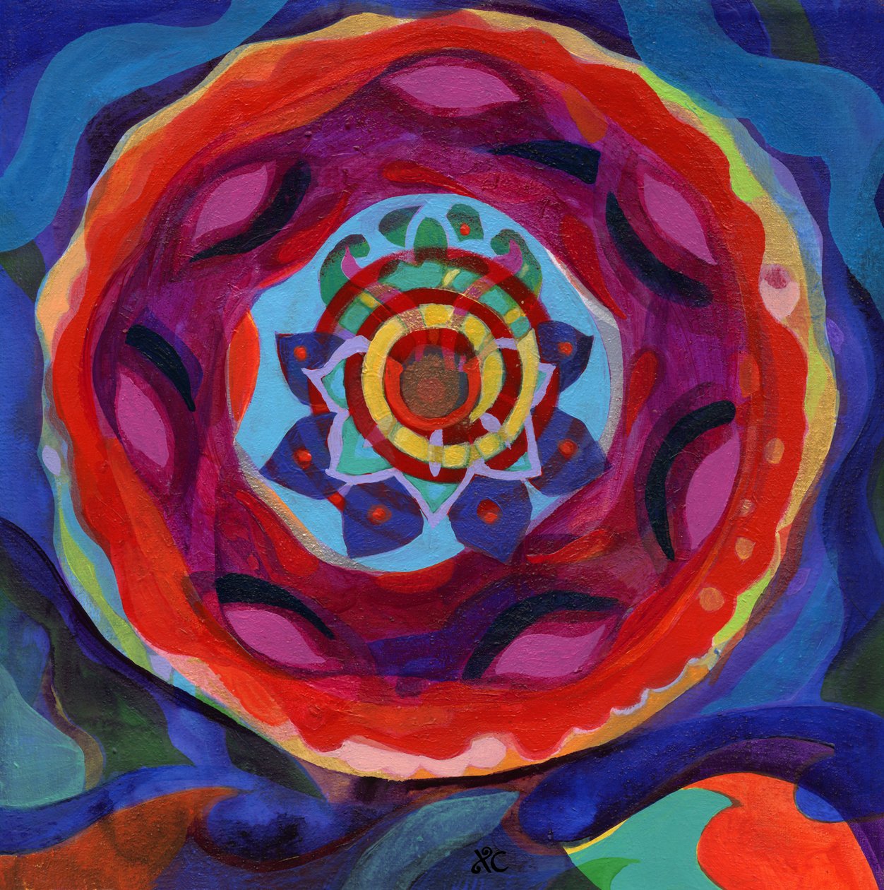 Meditation 4 Radiance Mandala, ca. 2017 (akryl på lærred) af Christina Saj