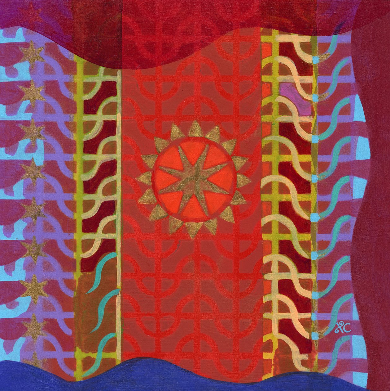 Meditation 7 Lotus ca. 2017 (akryl på lærred) af Christina Saj