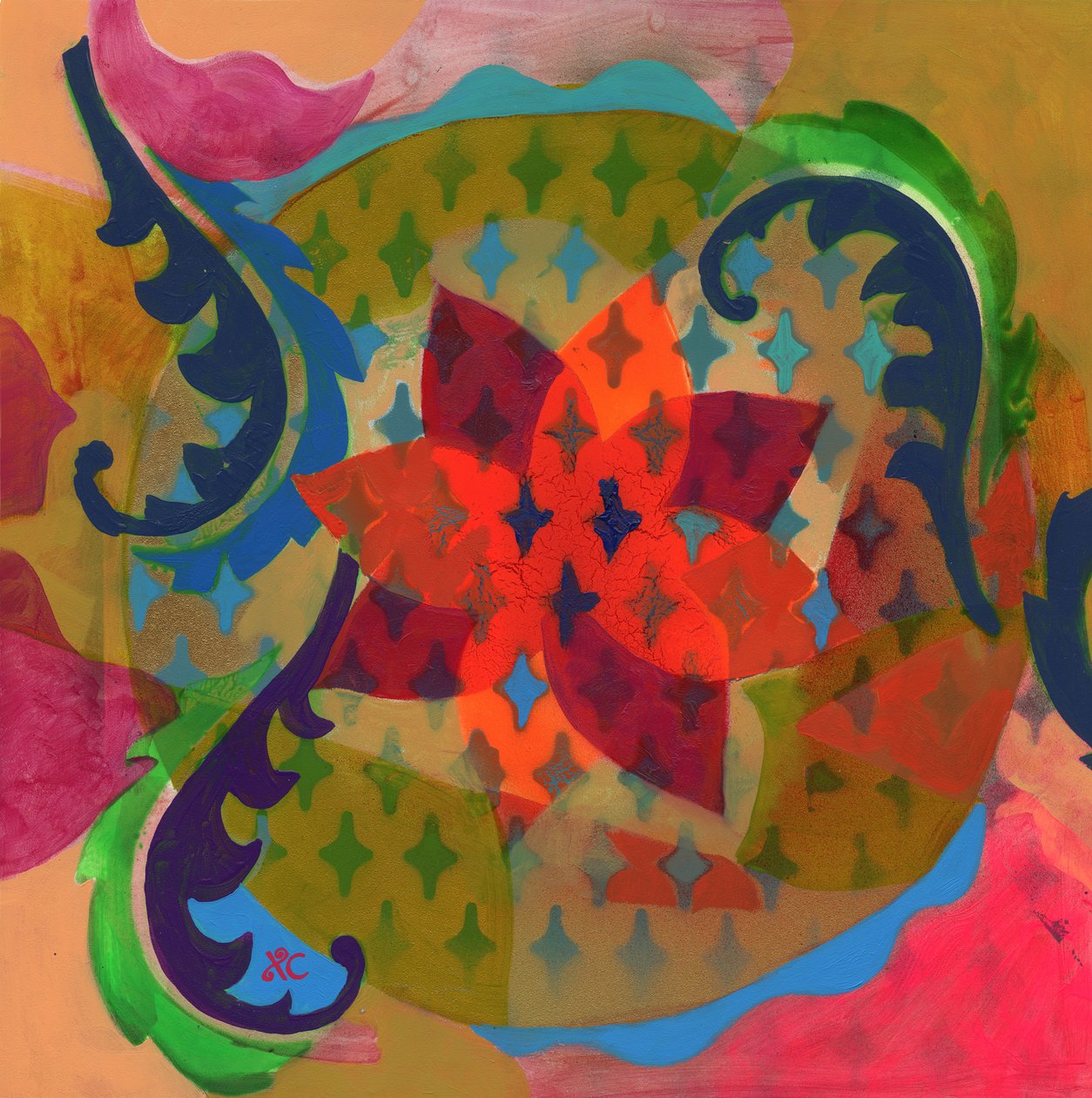 Meditation 9 Transfiguration, c 2017 (akryl på lærred) af Christina Saj