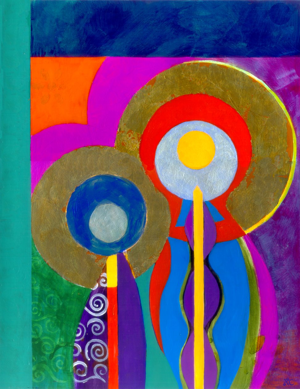 Virgin Hodegitria, ca. 2010 (akryl på panel med bladguld) af Christina Saj