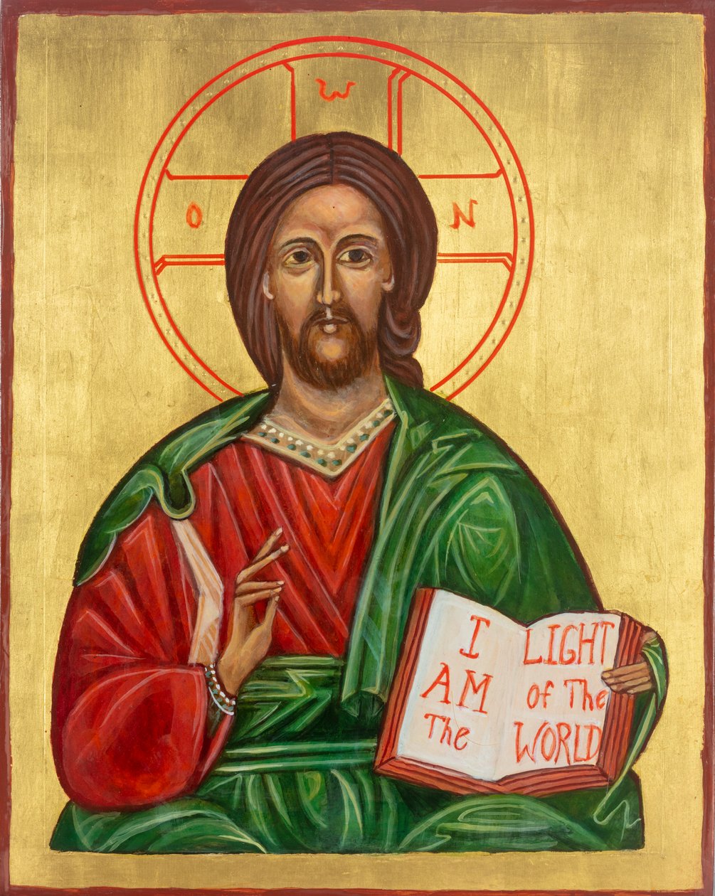 Kristus Pantokrator, 2009 (æggetempera, bladguld, træ) af Christine Hales