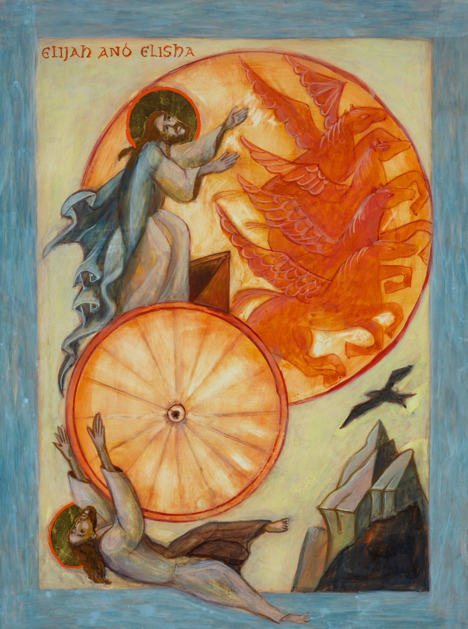 Elijah and Elisha Icon, 2022 (æggetempera, bladguld, træ) af Christine Hales