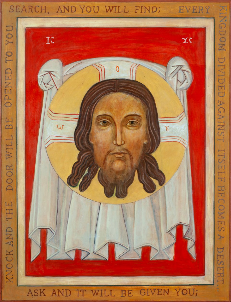 The Holy Face Icon, 2003 (æggetempera, bladguld, træ) af Christine Hales